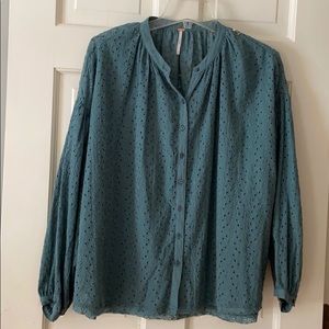 Free People Green Eyelet Top size XS NWT